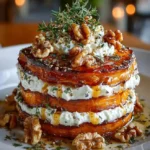 Gourmet Sweet Potato Stack with Feta Cream & Caramelized Walnut Glaze