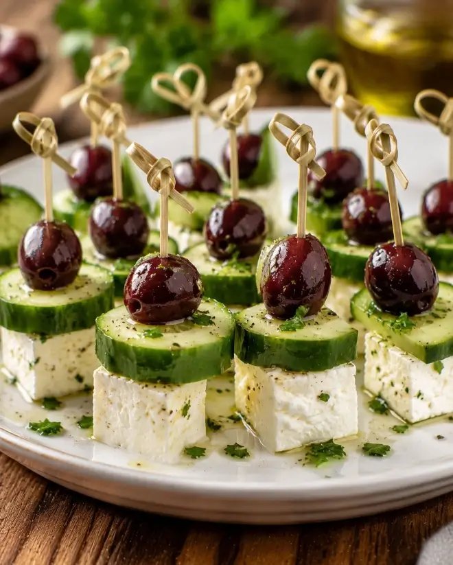 Greek Feta & Cucumber Bite Skewers
