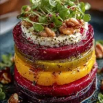 Healthy Beetroot Stack with Creamy Goat Cheese & Walnut Crunch