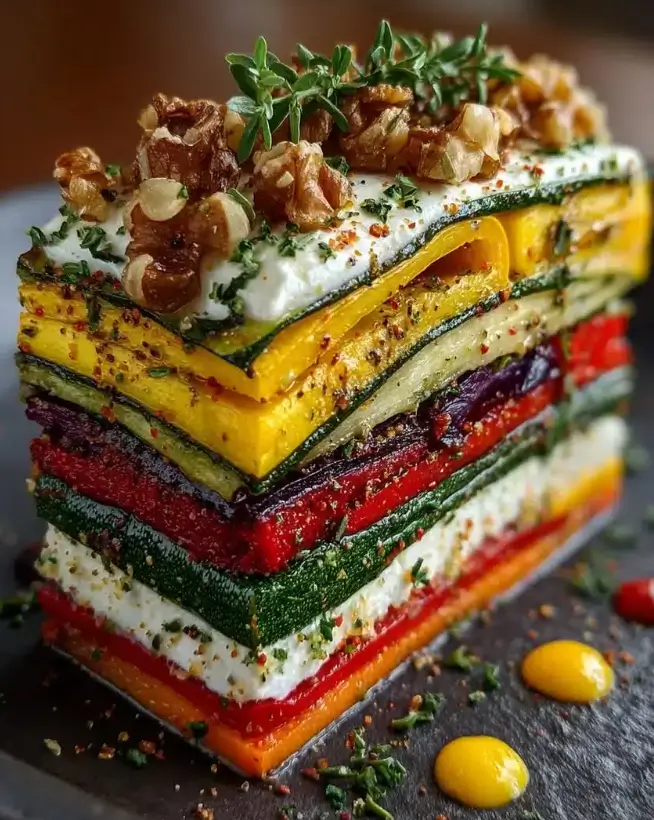 Healthy Roasted Vegetable Terrine with Whipped Feta