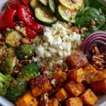 Healthy Roasted Veggie Bowl with Maple-Feta Crunch