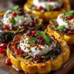 Honey-Glazed Acorn Squash with Burrata & Cranberry Drizzle