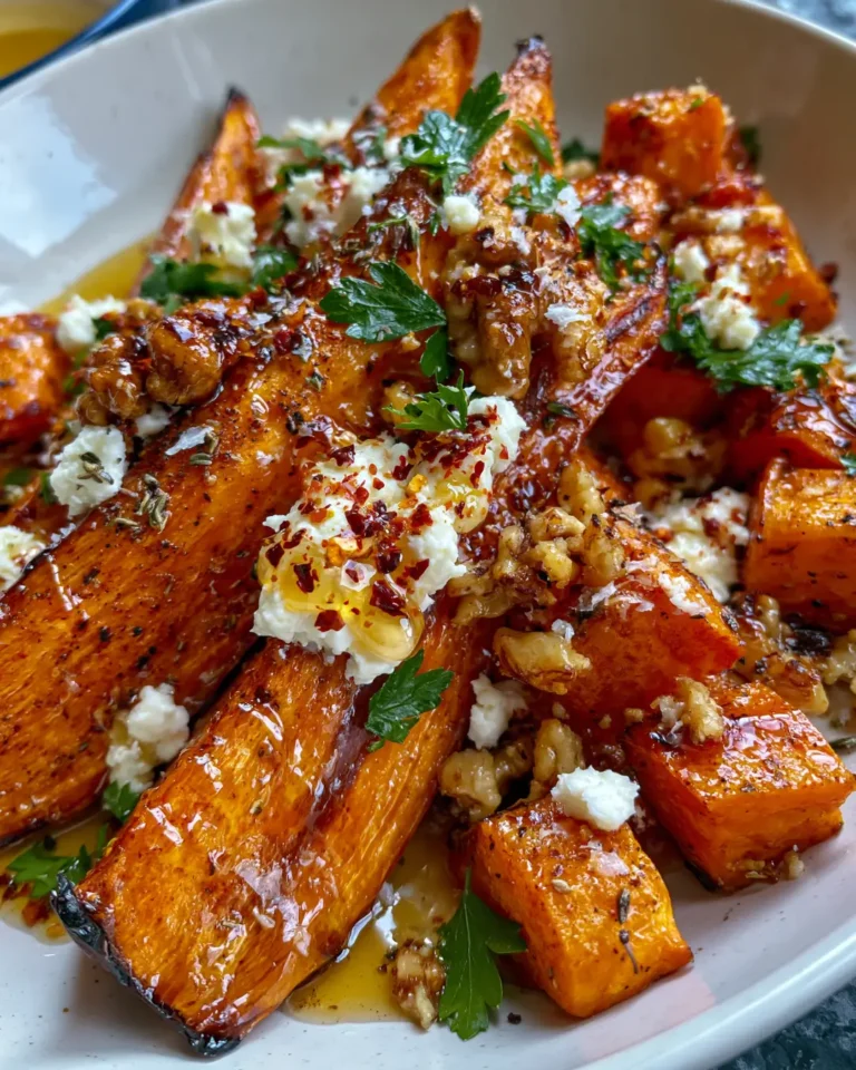 Honey-Roasted Sweet Potato with Feta, Chilli Flakes & Crunchy Walnuts