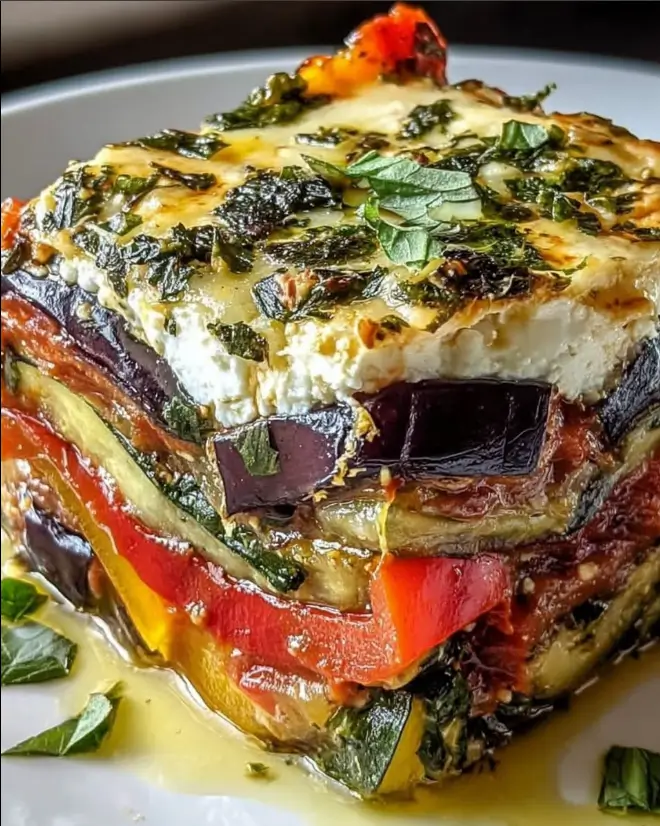 Layered Mediterranean Vegetable Lasagna with Creamy Ricotta