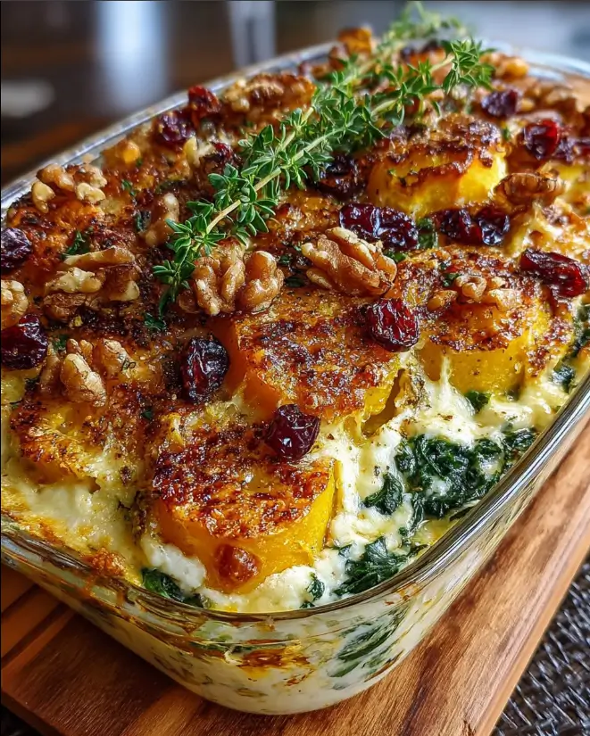 Layered Pumpkin, Spinach & Ricotta Bake