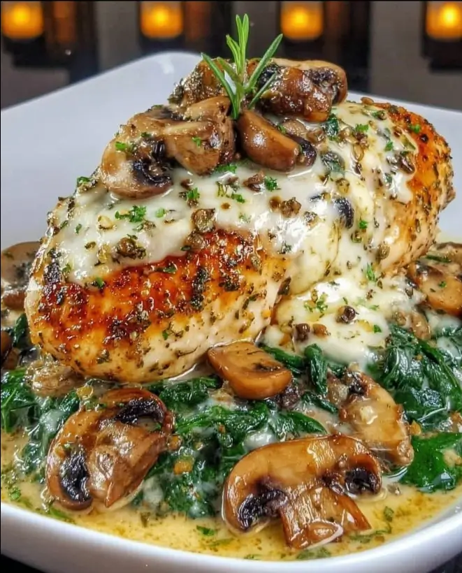 Low-Carb Chicken, Spinach & Mushroom Bake