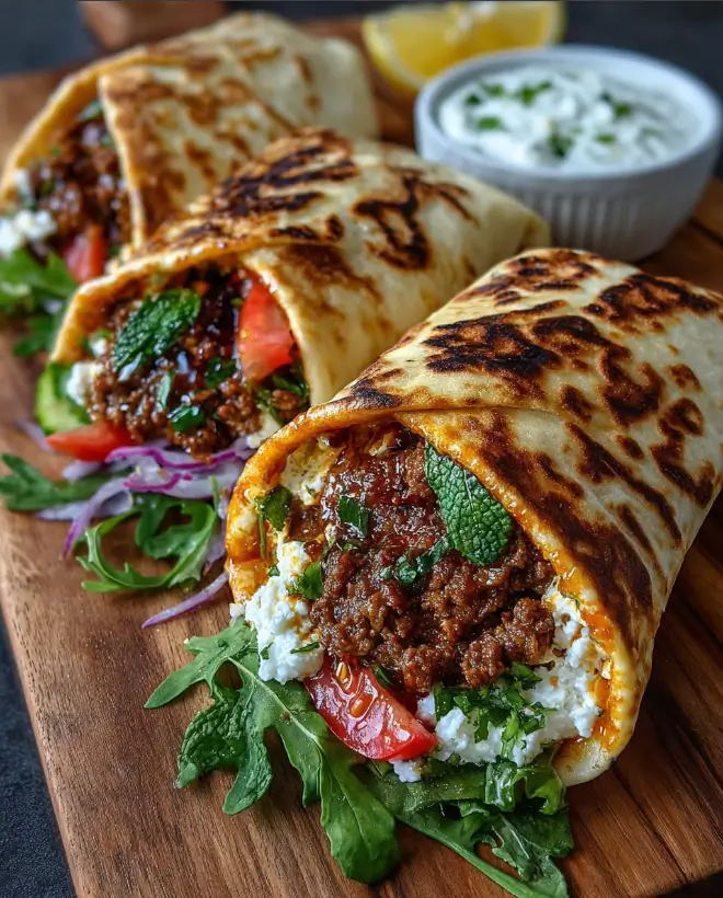 Mediterranean Lamb Flatbread Wrap