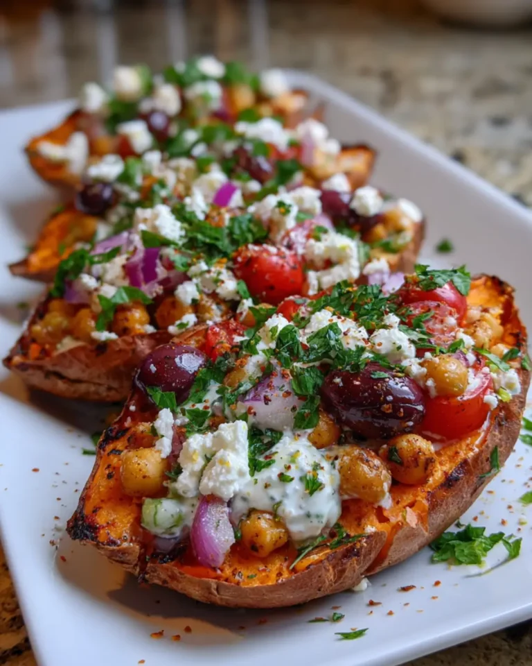 Mediterranean Loaded Sweet Potatoes
