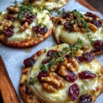 Mini Pizza with Brie, Cranberries & Toasted Walnuts with a Hot Honey Drizzle