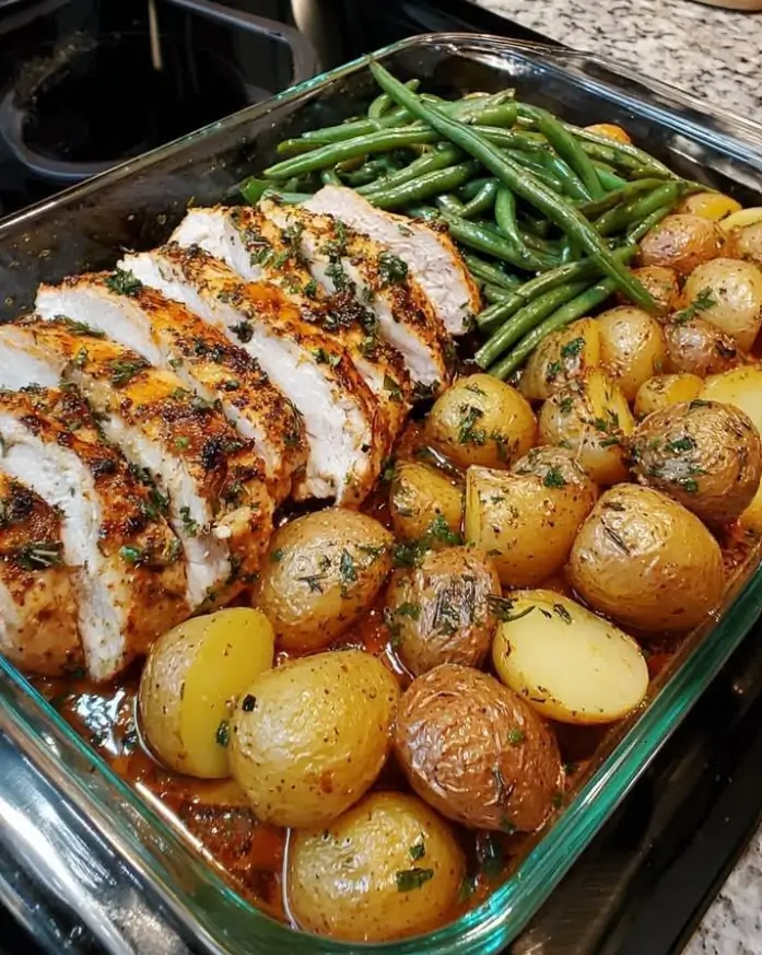 Oven-Roasted Chicken with Baby Potatoes & Green Beans