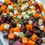 Roasted Beetroot & Sweet Potato Salad with Feta, Walnuts & Fresh Herbs