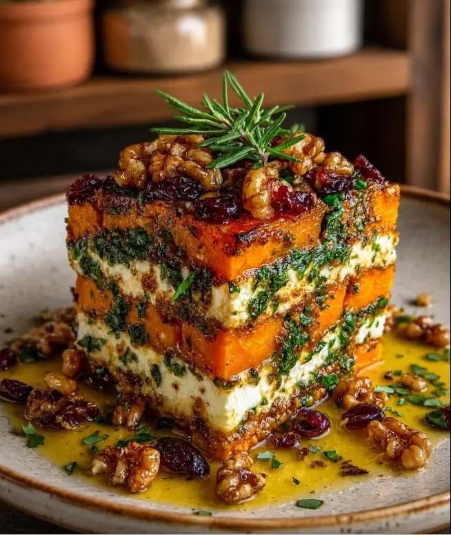 Roasted Butternut Squash & Feta Layered Bake