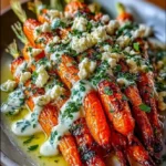 Roasted Garlic Butter Carrots with Lemon Feta Sauce