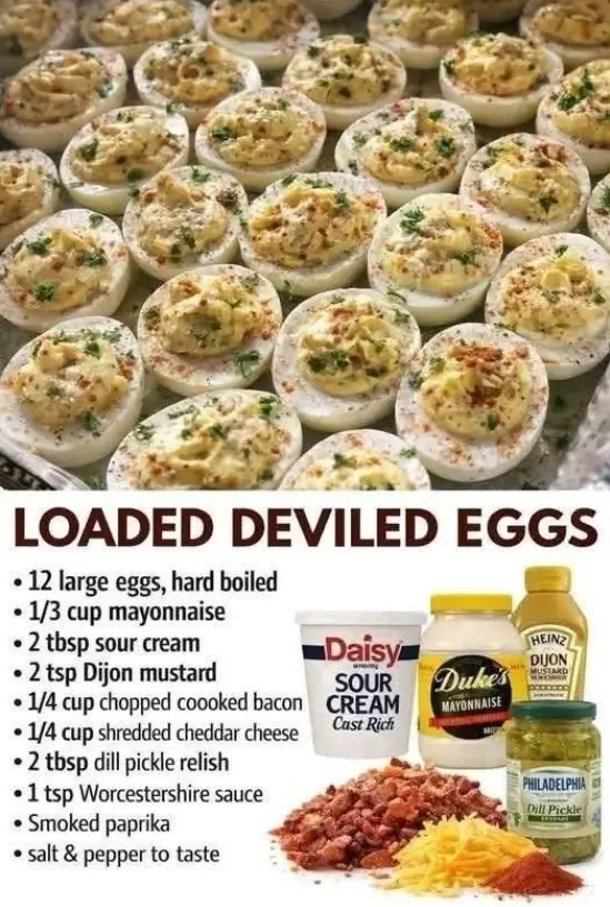 Loaded Devilled Eggs with Bacon and Cheddar