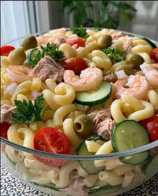 Chilled Shrimp and Tuna Pasta Salad
