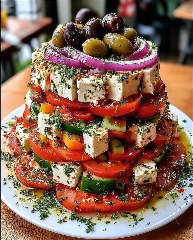 Greek Feta Salad Tower