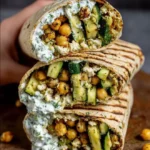 Grilled Zucchini & Feta Chickpea Wrap with Herbed Yogurt