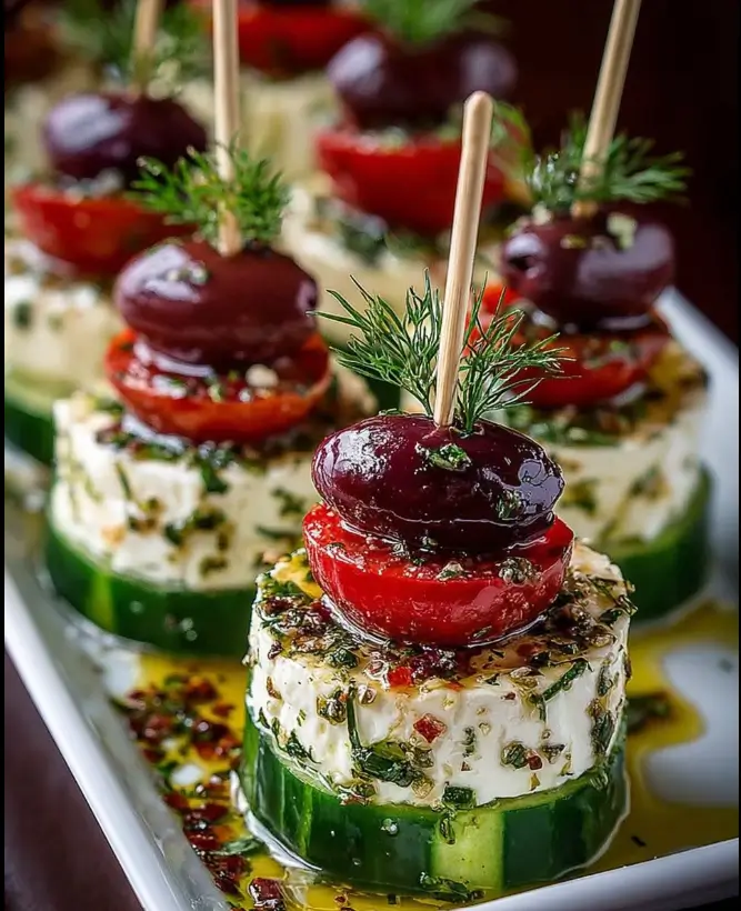 Greek Feta & Cucumber Bite Skewers