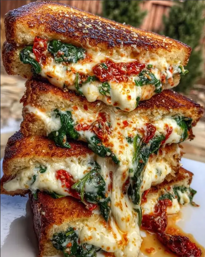 Sun-Dried Tomato, Spinach, and Ricotta Grilled Cheese