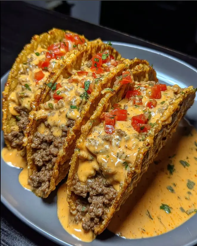 Cheesy Rotel Beef Tacos