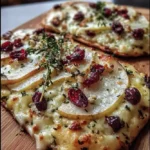 Pear, Brie, and Cranberry Flatbread with Thyme