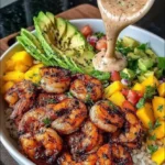 Shrimp and Avocado Bowls with Mango Salsa & Lime-Chili Sauce