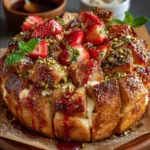 Strawberry Brie Pull-Apart Bread with Pistachio Crunch