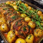 Garlic Herb Roasted Chicken with Baby Potatoes & Green Beans