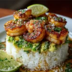 Honey Lime Shrimp & Avocado Rice Stack