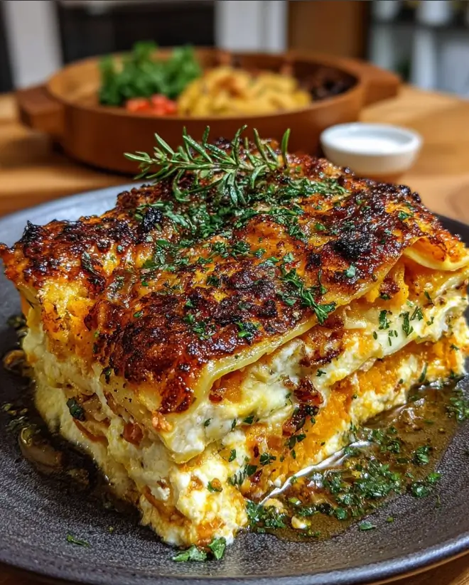 Winter-Warmer Layered Sweet Potato & Pumpkin Lasagna