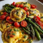 Ravioli with Tomatoes, Asparagus, Garlic, and Herbs