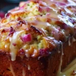 Zesty Lemon Rhubarb Loaf Drizzled with Sweet Citrus Glaze