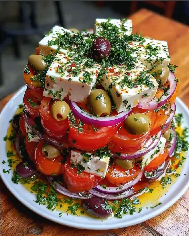Greek Feta Salad Tower