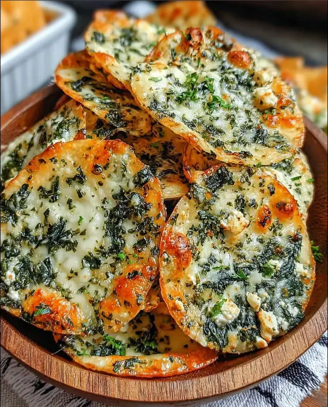 Mediterranean Spinach and Feta Cheese Crisps