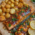 Maple Mustard Salmon with Crispy Potatoes