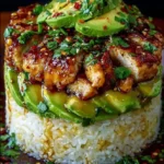 Honey Lime Chicken & Avocado Rice Stack