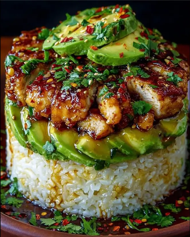Honey Lime Chicken & Avocado Rice Stack