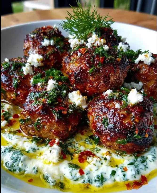 Mini Greek Meatball Bites with Tzatziki