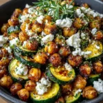 Crispy Chickpea & Roasted Zucchini Bowl with Hot Honey Feta