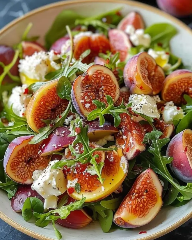 Fresh Fig, Arugula & Goat Cheese Salad with Honey Balsamic Dressing