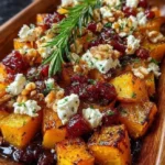 Caramelized Butternut Squash with Feta, Walnuts & Cranberry-Honey Glaze