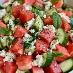 Simple Watermelon + Cucumber + Feta Salad