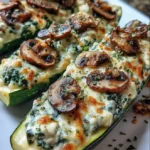 Spinach, Mushroom, and Ricotta Stuffed Zucchini Boats