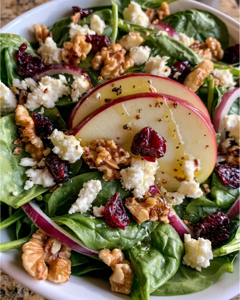 Spinach Salad with Cranberries, Walnuts & Apple