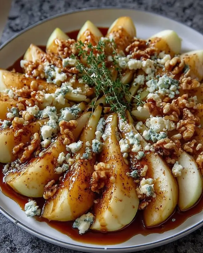 Sweet & Savory Pear Brie Nachos with Hot Honey Walnut Crunch
