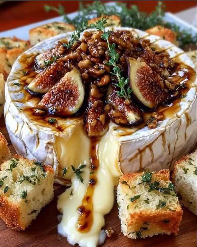 Warm Baked Brie with Figs and Pecans