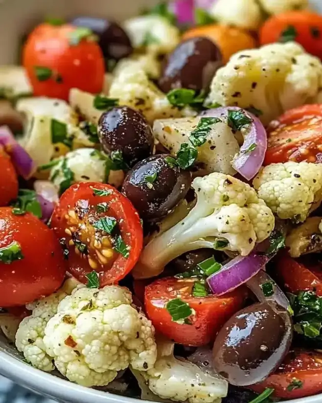 Zesty Mediterranean Cauliflower with Creamy Sweet Glaze