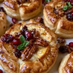 Apple & Cranberry Brie Puff Pastry Bites with Candied Pecans, Pomegranate & Hot Honey