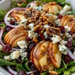 Caramelized Apple, Cranberry & Blue Cheese Salad with Candied Walnuts
