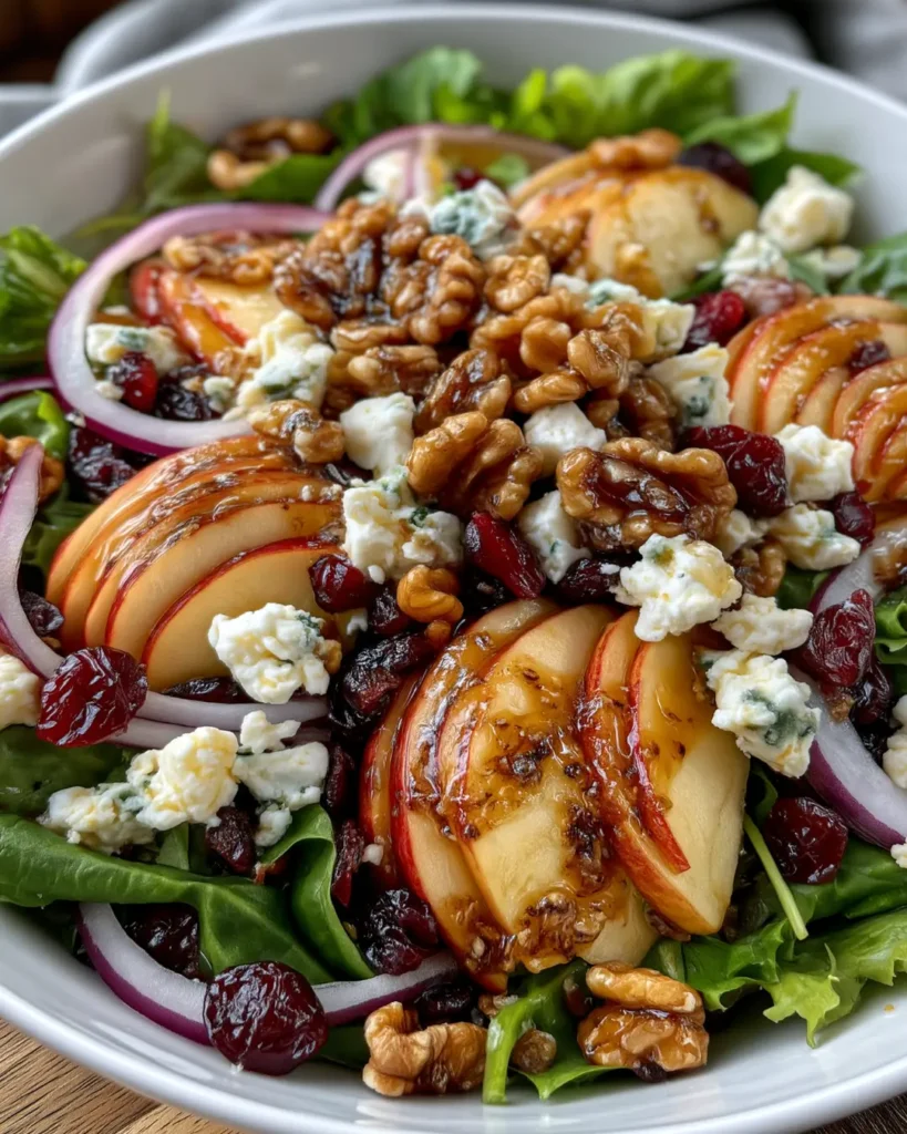 Caramelized Apple, Cranberry & Blue Cheese Salad with Candied Walnuts